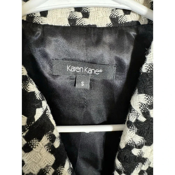 Karen Kane Wool Blend Houndstooth Cropped Coat Big Buttons size S - Picture 2 of 8